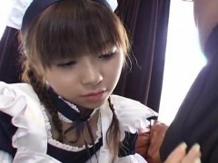 Natsumi Asian maid in cosplay gives amazing blowjob and