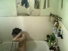 here showering Milf Mirela on spy camera