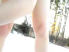 Girl Masturbating Outside In The Snow