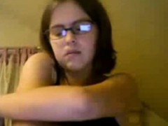 Nerdy Teen Strips And Masturbates On Cam