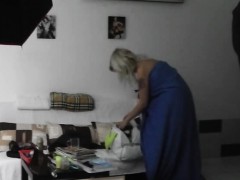 Blowjob in backstage by busty czech blonde