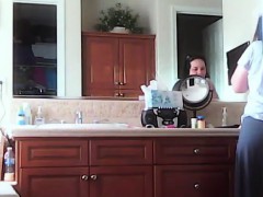 Hidden camera caught my chubby busty Mom