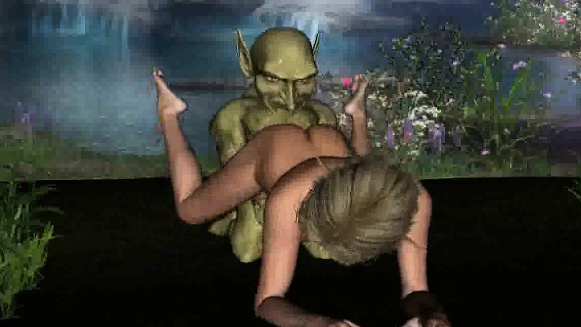 3D elf babe getting fucked in the woods by a goblin