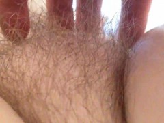 Teasing his wife's pubic hair on cam