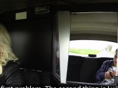 Huge tits blonde cab driver cunt banged in public