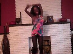 Cute black girl has fun dancing and showing what her hips c