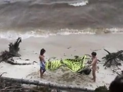 Warm butt brunette slut captured driving dick about the sea