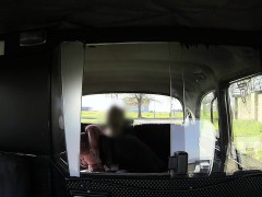 Redhead babe pounded by pervert driver in the backseat
