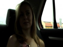 Hot blonde Mae Meyers is in the back of Laronn James's car.