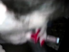 Skinny slut jerks and sucks an enormous penis that is black