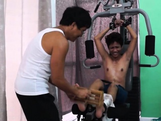Asian Boy Idol Tickled On The Gym