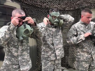 Military Hunks In Gas Masks Fuck And Suck