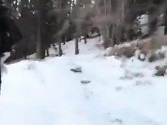 Crazy norway girl fingering outside in snow