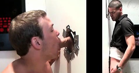 Gloryhole hot gay fellating straight hard shaft