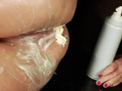 Strapon fucking lezzies in enema threesome