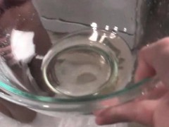 Tight pussy choco sex slave drinks her piss