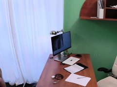Busty blonde Russian babe fucks doctor