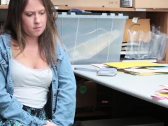 Teen shoplifter Brooke Bliss fucks in the office