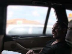 Blonde Milf taxi driver fucks guy in public