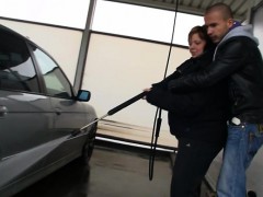 Horny dude fucks hard fat car washer