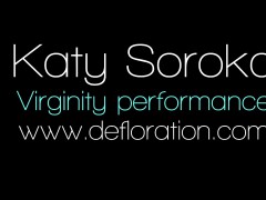 Defloration - Katy shows virgin pussy