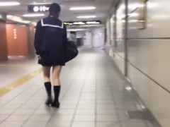 Uniformed teen asian rubs
