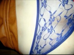 Wife enjoying four blue panties