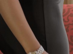 Black transsexual strokes her cock