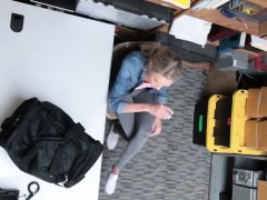 Blonde teen thief caught and banged on office desk