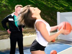 Big white booty teen butt fucked by her basketball trainer