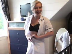 British mature nurse sharing cock in trio