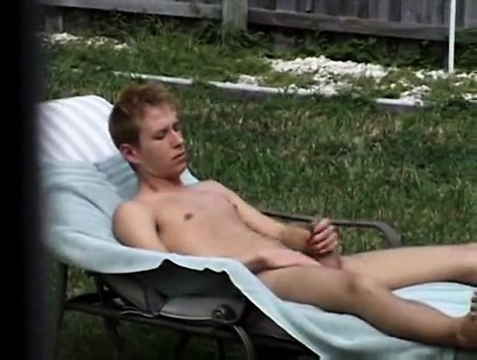 Step-brother Caught Masturbating In The Back Yard 