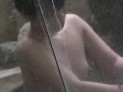 Asian lesbians in shower