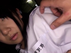 Petite japanese schoolgirl pussyfucked in van