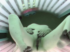 Slow Pussy Masturbation in Public Solarium