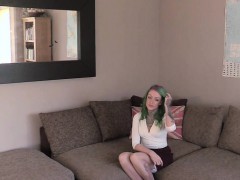 Tattooed babe got anal finger fucked in casting