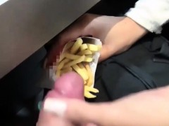 Jerking Him Off onto her French Fries
