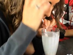 Curious college girl licks sexy cum-hole of her girlfriend