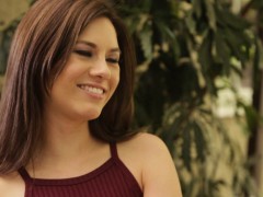 Kristen gently strokes Shyla's nipples