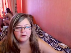 Lesbian threesome on webcam