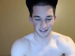 Cute gay toying his cock on his webcam