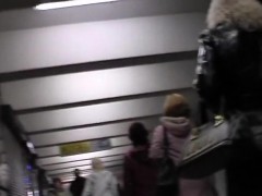 Voyeur upskirt at the street market