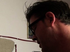 Threesome cum on glasses