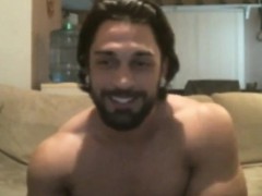 Muscle Bearded Man Cums on Cam