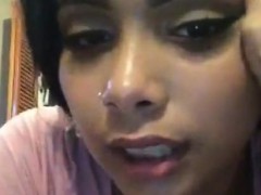 Hot Latina sucking a dildo on periscope