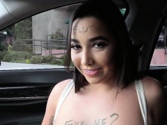 Hot slutty Karlee bangs strangers cock