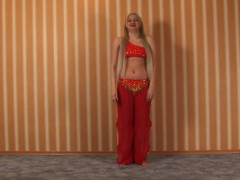 Sexy belly dancer in a red dress