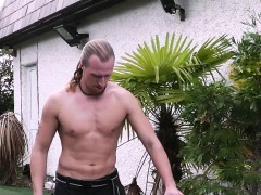 Big tits blonde spreads legs for worker