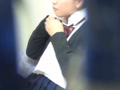 Uniform asian teen spied