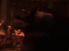 Cartoon 3D world of Big Orcs and sexy Dark Elves